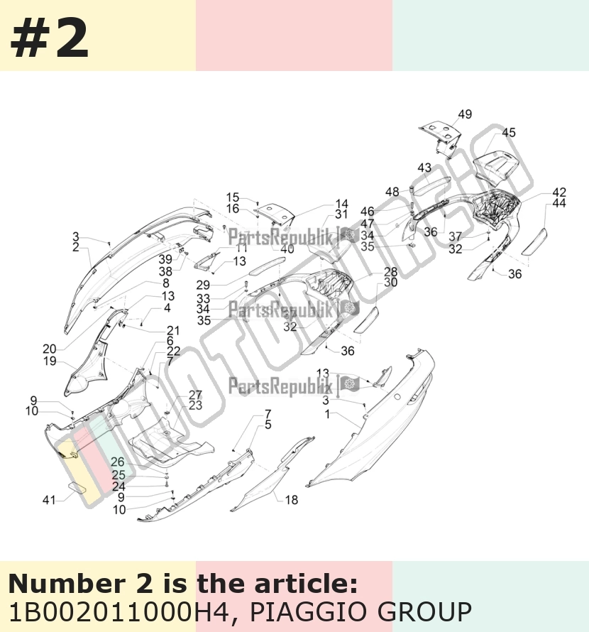 Carénage latéral, droit, argent, Suffixe et code couleur Piaggio: H4_gris mat 760/B