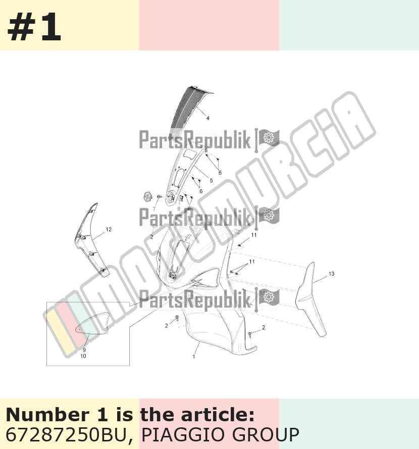 Face avant, blanc, Suffixe et code couleur Piaggio: BU_blanc étoile 595