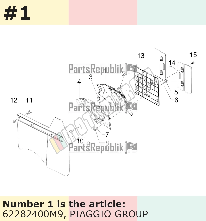 Support plaque d'immatriculation, marron, Suffixe et code couleur Piaggio: M9_marron etna 122/A