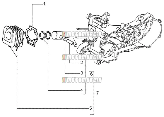 Cylindre-piston-axe de poignet, ens.