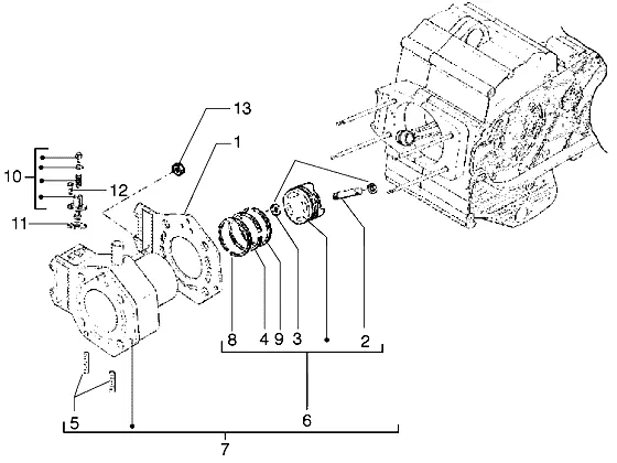 Cilinder-zuiger-polspen, assy