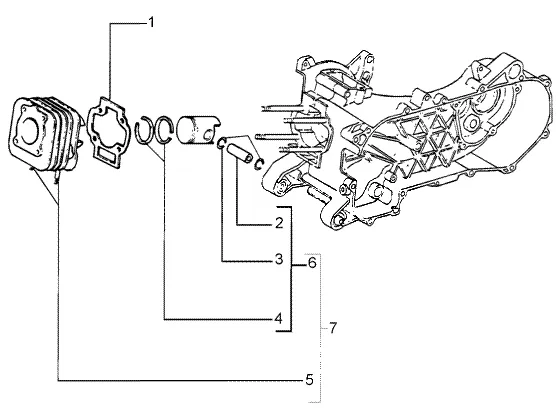 Cylindre - piston - axe de poignet, ens.