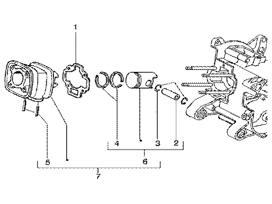 Axe de cylindre-piston-poignet, ens.