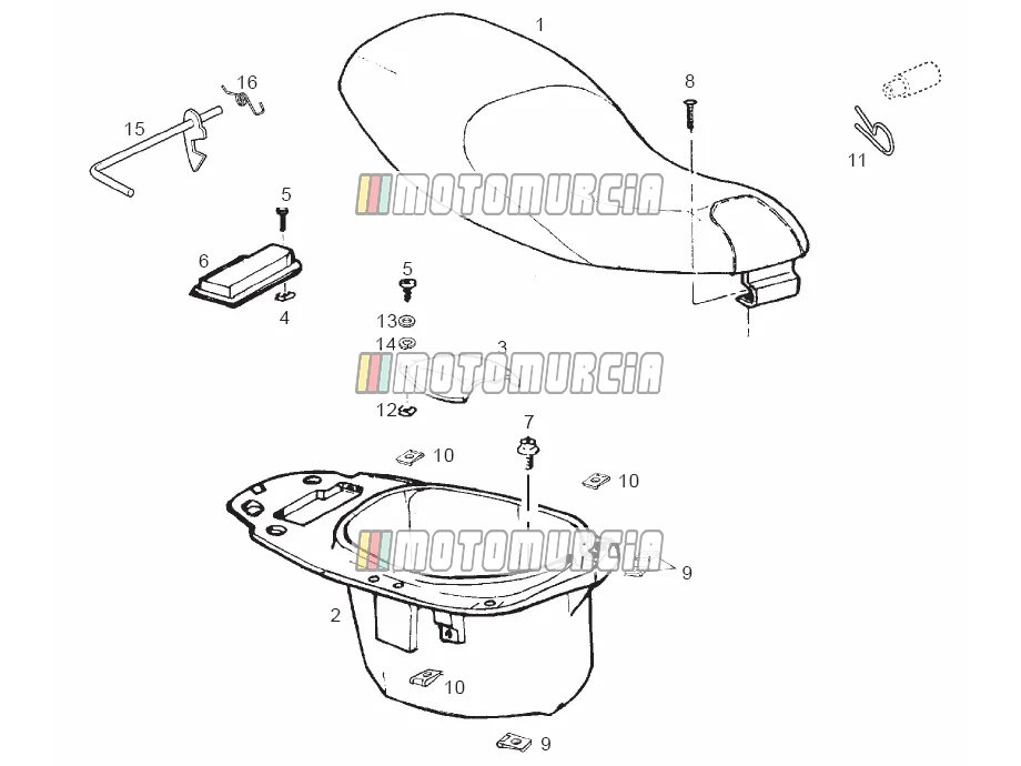 Selle - compartiment casque
