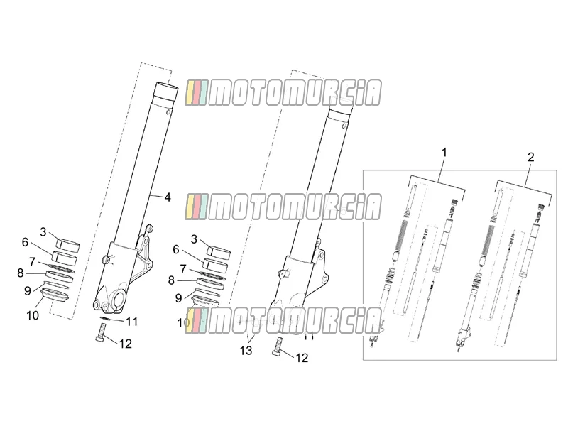Fourche avant showa - moyeux, manchons