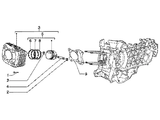 Axe de cylindre-piston-poignet, ens.