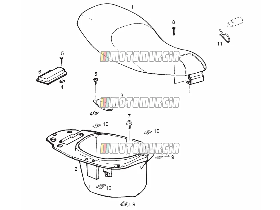 Selle - compartiment casque