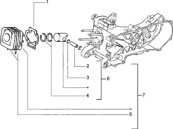 Axe de cylindre-piston-poignet, ens.