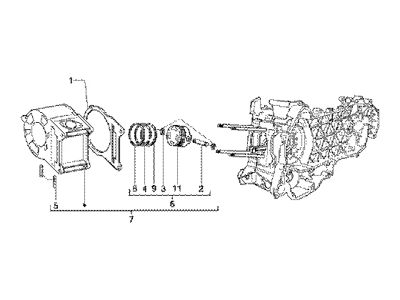 Axe de cylindre-piston-poignet, ens.