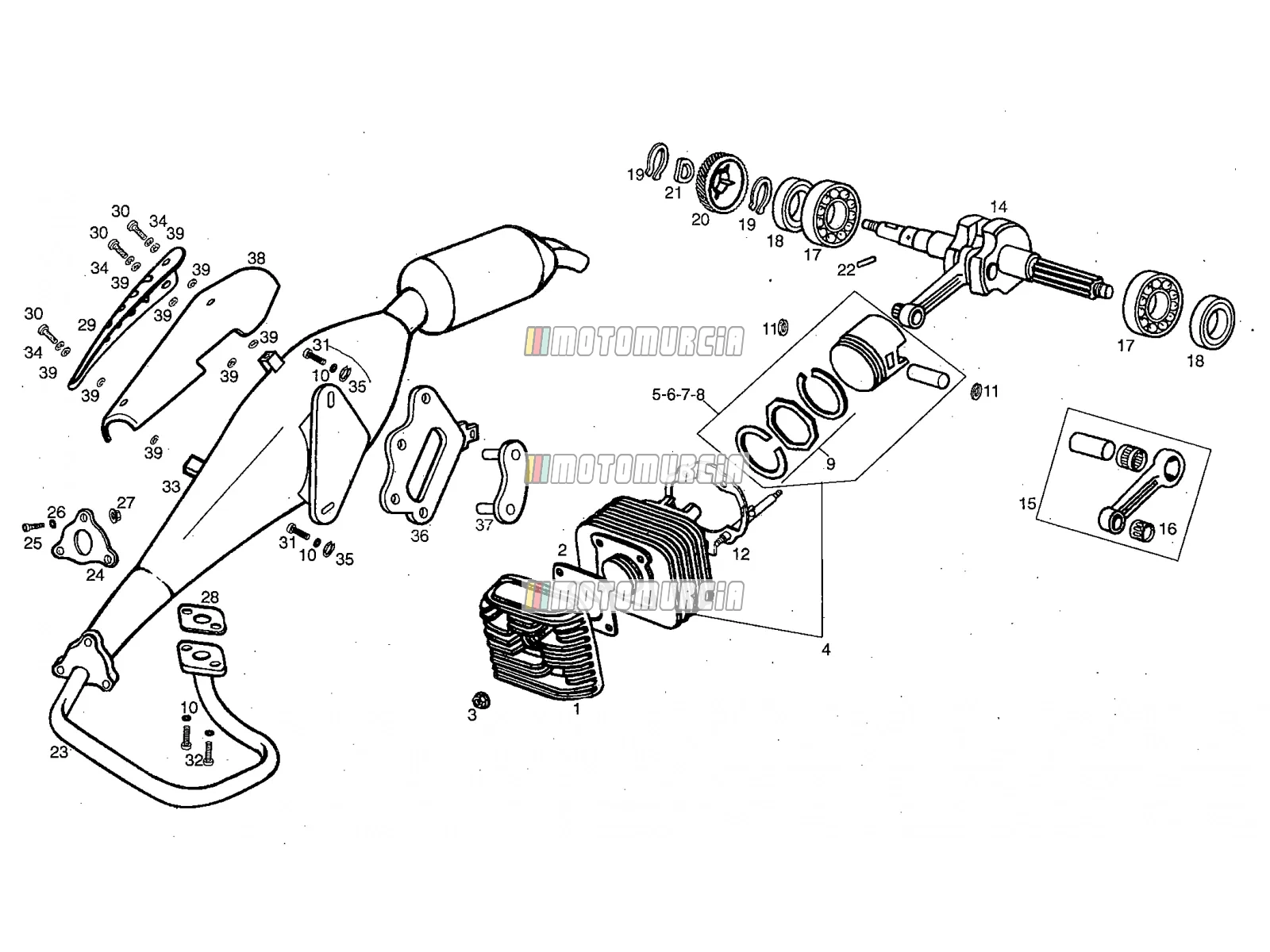 Arbre de transmission - cylindre - piston