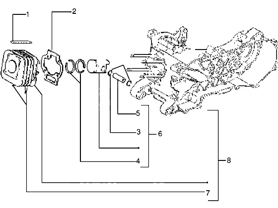Axe de cylindre-piston-poignet, ens.