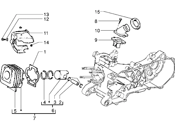 Axe de cylindre-piston-poignet, ens.