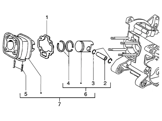 Axe de cylindre-piston-poignet, ens.