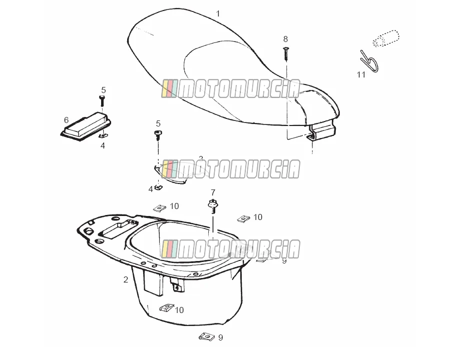 Selle - compartiment casque