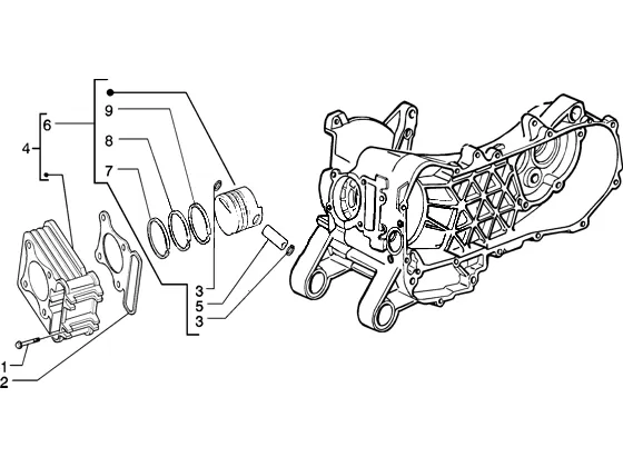 Axe de cylindre-piston-poignet, ens.