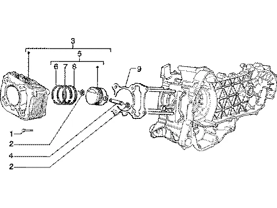 Axe de cylindre-piston-poignet, ens.