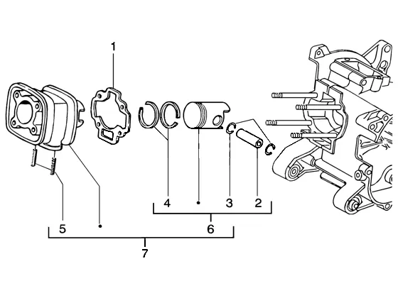 Axe de cylindre-piston-poignet, ens.