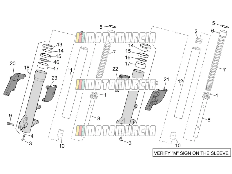 Fourche avant marzocchi - moyeux, manchons