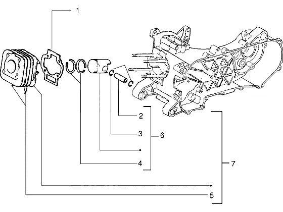 Axe de cylindre-piston-poignet, ens.