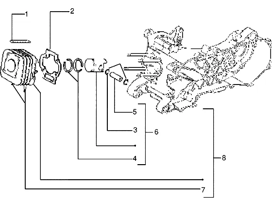 Axe de cylindre-piston-poignet, ens.