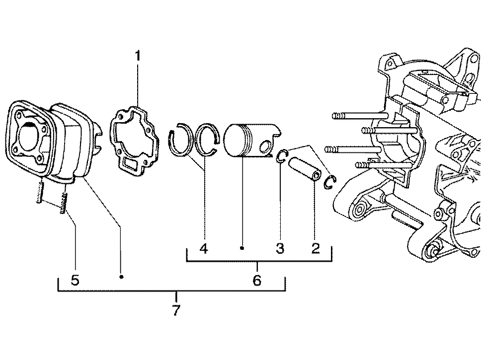 Axe de cylindre-piston-poignet, ens.