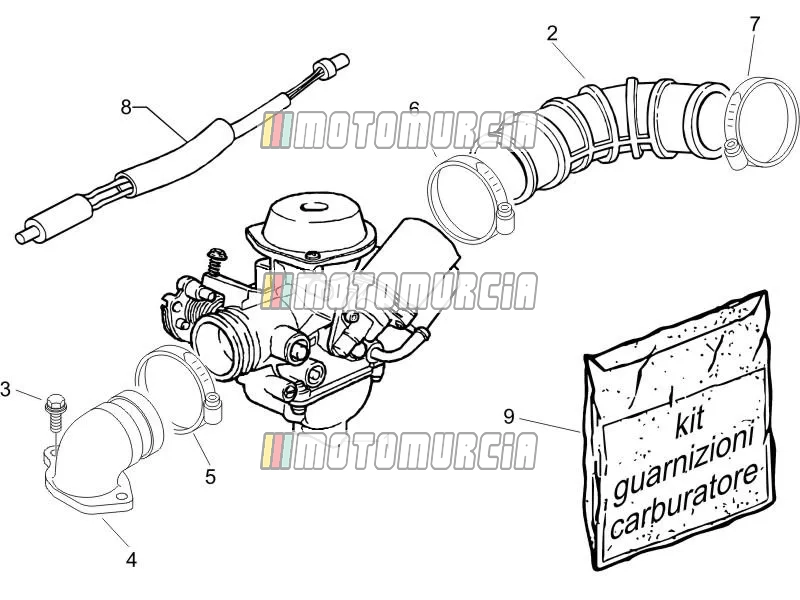 Carburateur, montage - verbindingspijp