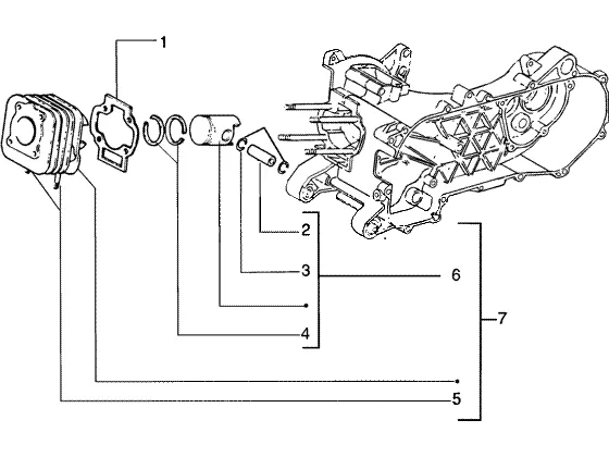 Axe de cylindre-piston-poignet, ens.