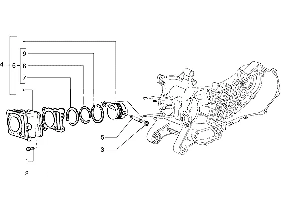 Axe de cylindre-piston-poignet, ens.