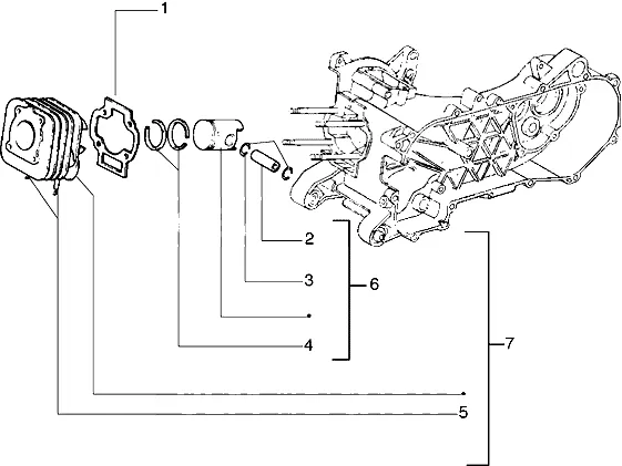 Axe de cylindre-piston-poignet, ens.