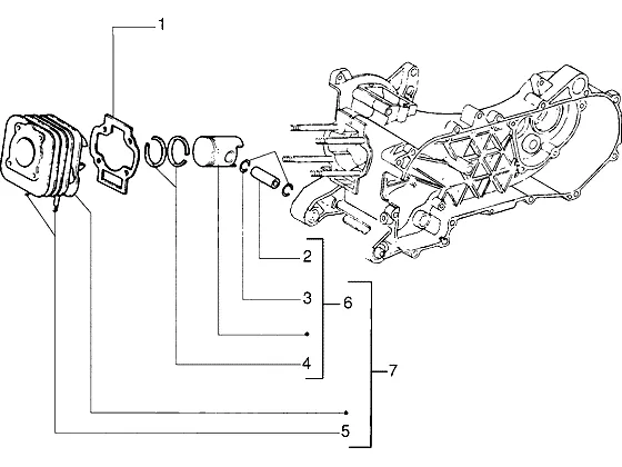 Axe de cylindre-piston-poignet, ens.