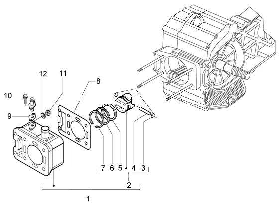 Cilinder-zuiger-polspen, assy
