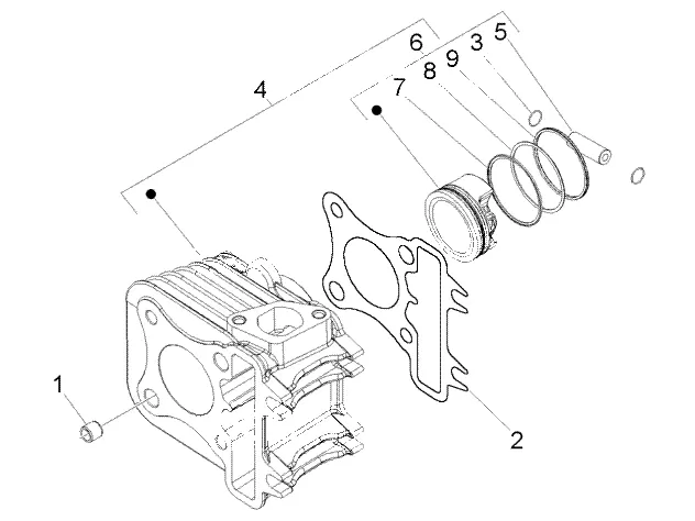 Cilinder-zuiger-polspen, assy