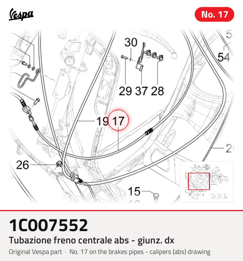 Tube de frein central ABS - giunz. dx