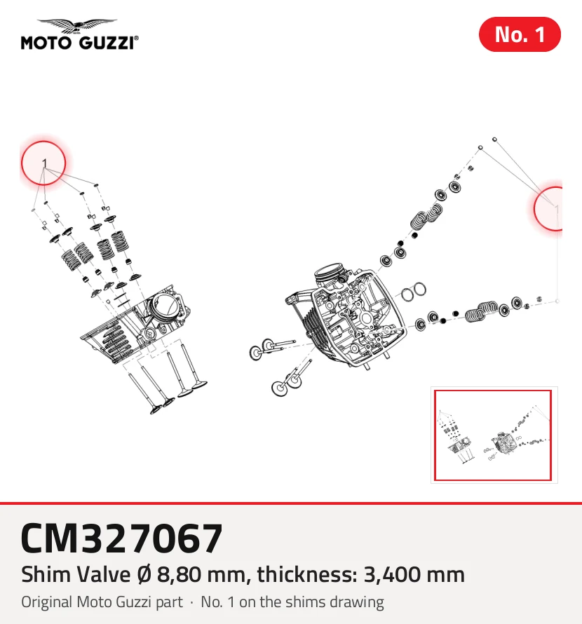Válvula de cuña Ø 8,80 mm, espesor: 3,400 mm