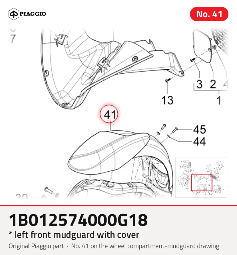 * Links vorderer Kotflügel mit Abdeckung