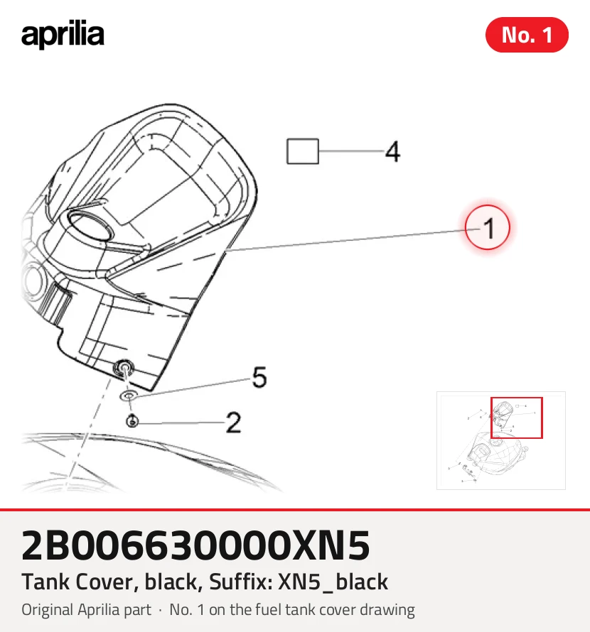 Couvercle pour réservoir, noir, Suffixe et code couleur Piaggio: XN5_noir