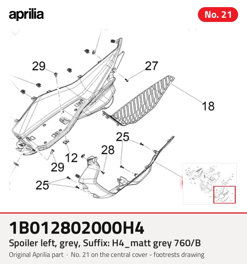 Spoiler izquierdo, gris, sufijo: H4_matt grey 760/B