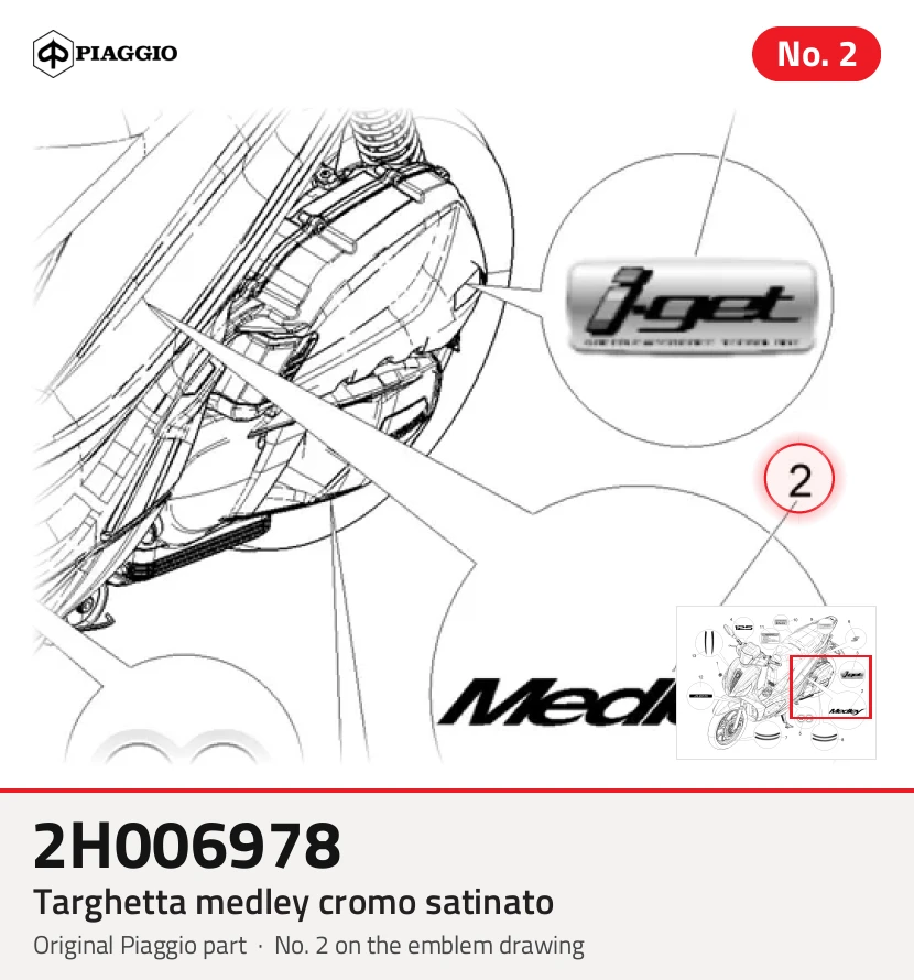 Placa MEDLEY em cromo acetinado