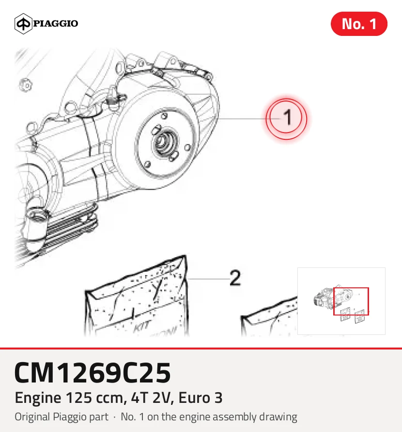 Motor 125 ccm, 4T 2V, Euro 3