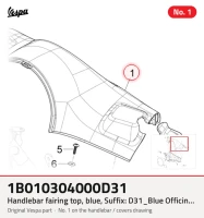 Górna część owiewki kierownicy, niebieska, przyrostek: D31_Blue Officina 8