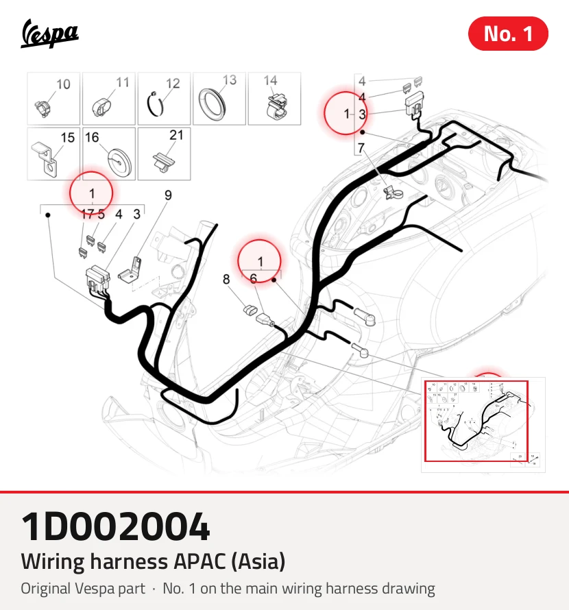 Arnés de cableado APAC (Asia)