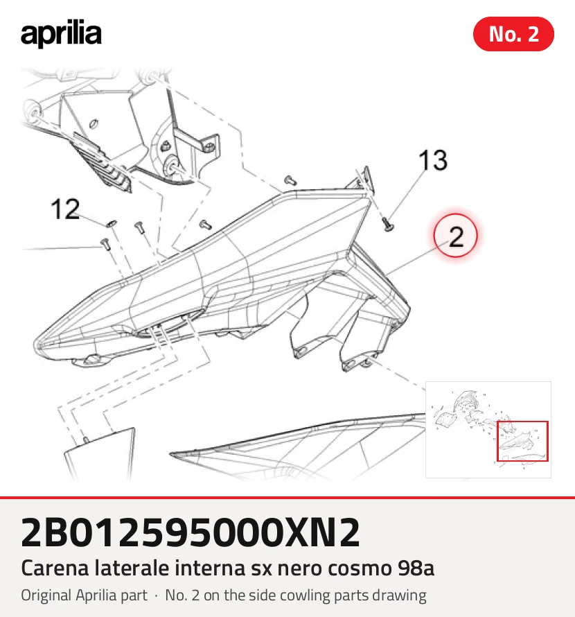 Carène latérale interne sx noir cosmo 98A
