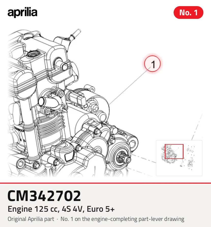 Motor 125 cm³, 4S 4V, Euro 5+