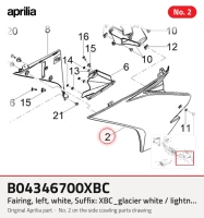 Carenagem, esquerda, branca, sufixo: xbc_glacier branco / raio branco