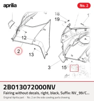 Verkleidung ohne Aufkleber, rechts, schwarz, Zusatz: NV_99/C matt black opaco