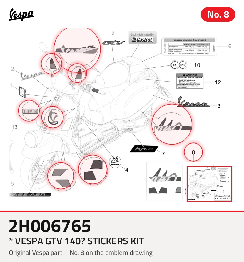 * Vespa GTV 140? kit de pegatinas