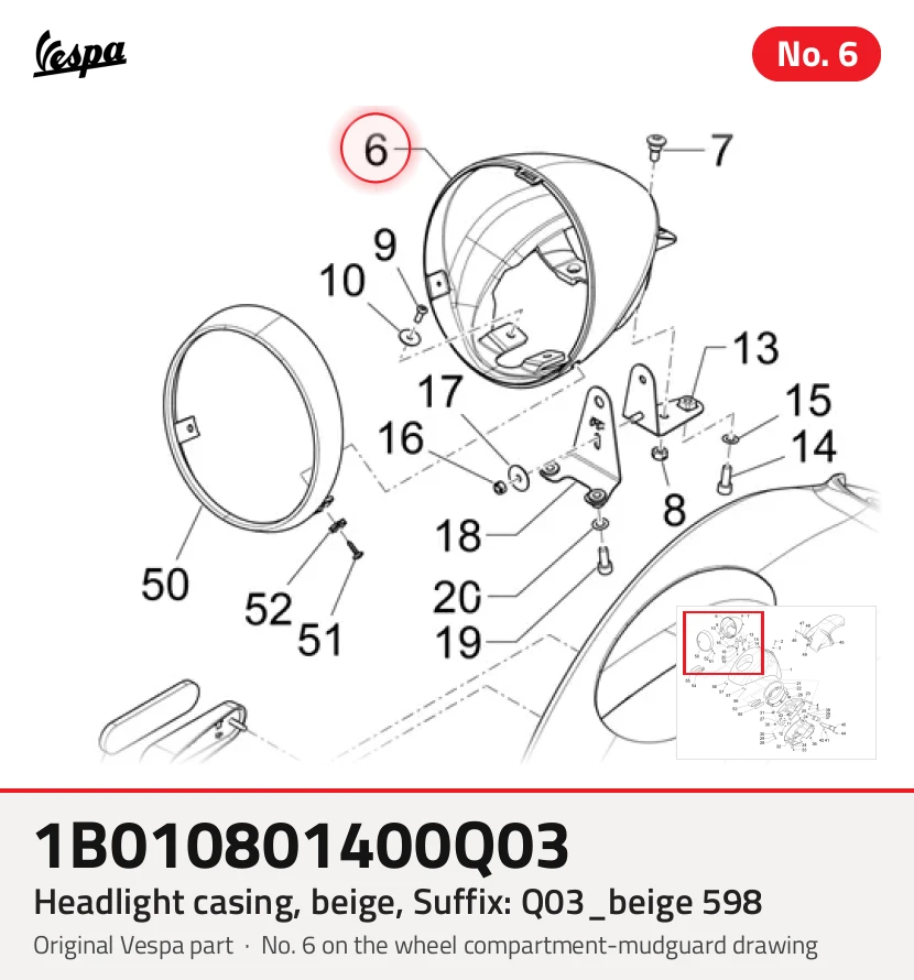Scheinwerfergehäuse, beige, Suffix: Q03_beige 598