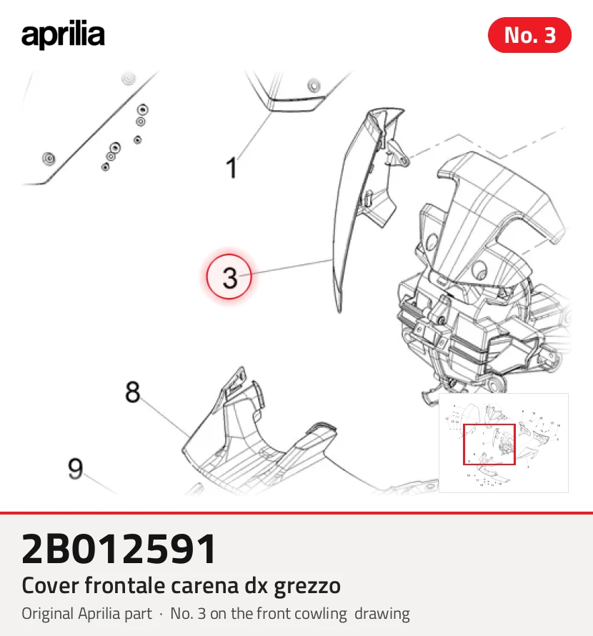 Capa Frontale Carena DX Grezzo