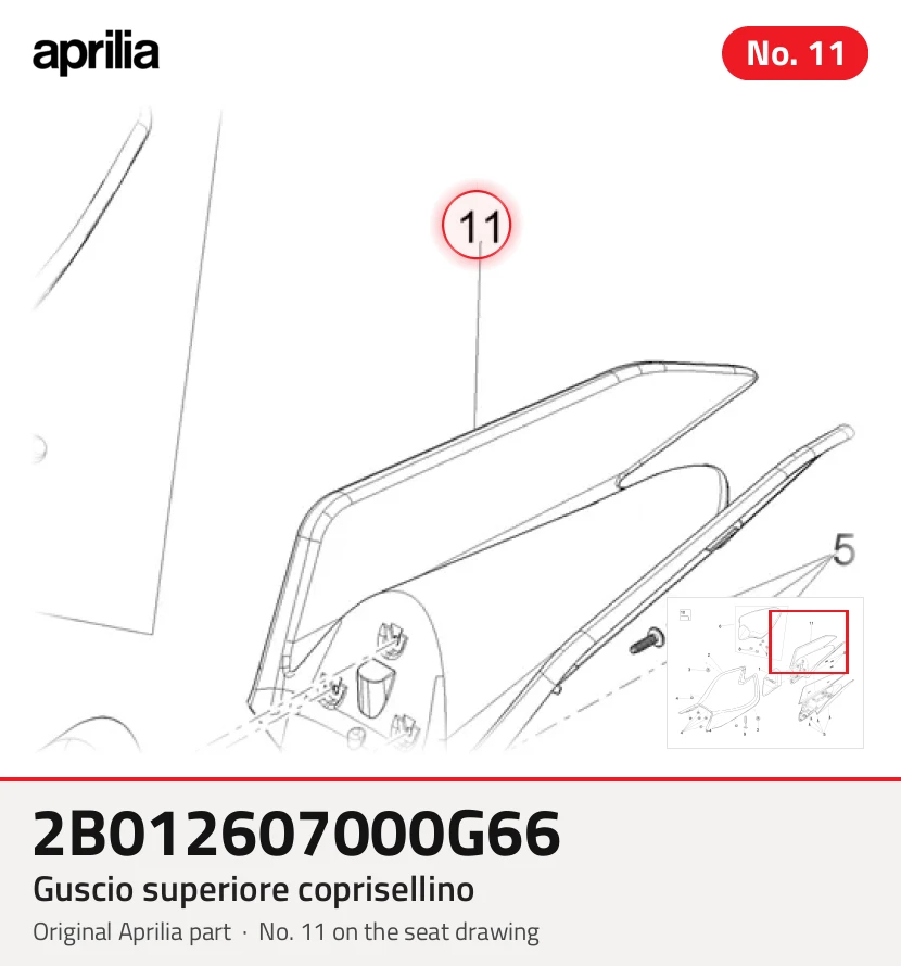 Cubierta superior del asiento