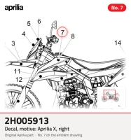 Decalcomania, movimento: Aprilia X, a destra